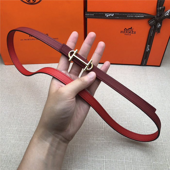 Hermes Gamma belt buckle & Reversible leather strap 13 mm Epsom Red/Wine High