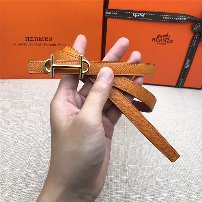 Hermes Gamma belt buckle & Reversible leather strap 13 mm Epsom Orange/Burgundy High