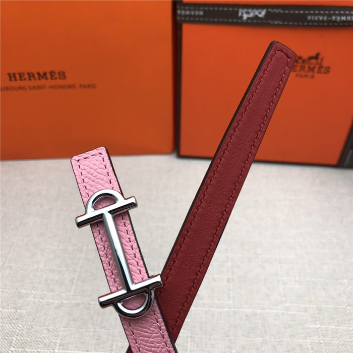 Hermes Gamma belt buckle & Reversible leather strap 13 mm Epsom Pink/Wine High