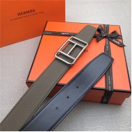 Hermes Cape Town belt buckle & Reversible leather strap 38 mm Togo Grey High