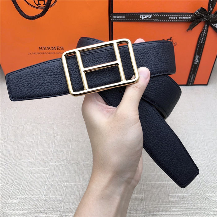 Hermes Cape Town belt buckle & Reversible leather strap 38 mm Togo Navy High