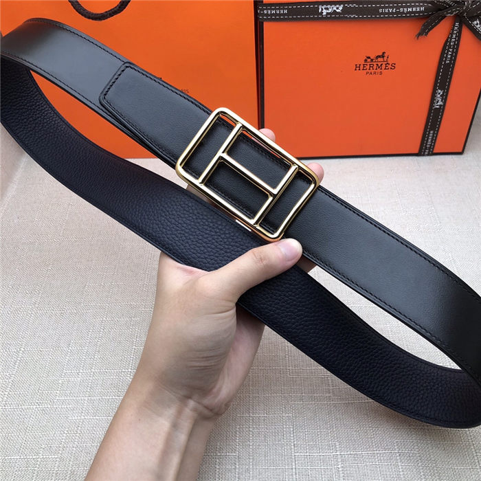 Hermes Cape Town belt buckle & Reversible leather strap 38 mm Togo Navy High