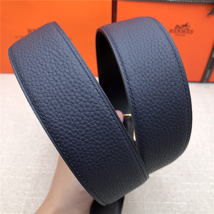 Hermes Cape Town belt buckle & Reversible leather strap 38 mm Togo Navy High