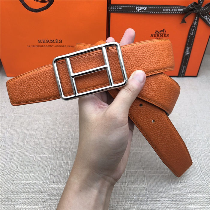 Hermes Cape Town belt buckle & Reversible leather strap 38 mm Togo Orange High