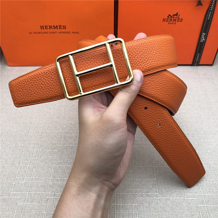 Hermes Cape Town belt buckle & Reversible leather strap 38 mm Togo Orange High