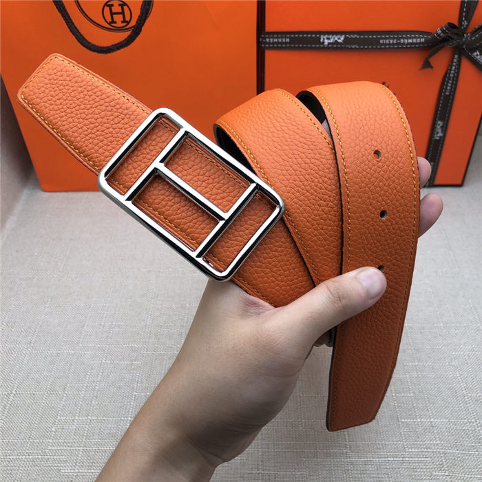 Hermes Cape Town belt buckle & Reversible leather strap 38 mm Togo Orange High