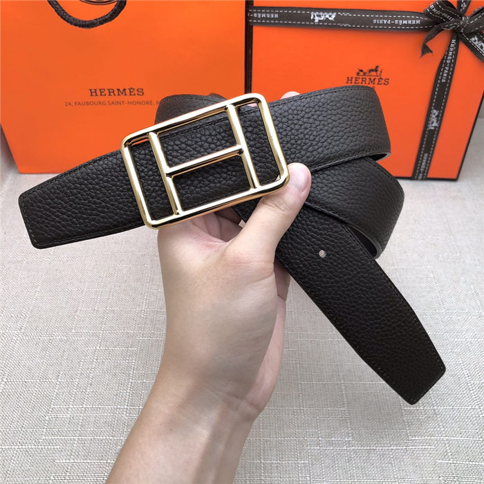 Hermes Cape Town belt buckle & Reversible leather strap 38 mm Togo Coffee High