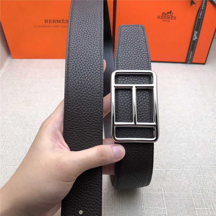 Hermes Cape Town belt buckle & Reversible leather strap 38 mm Togo Coffee High