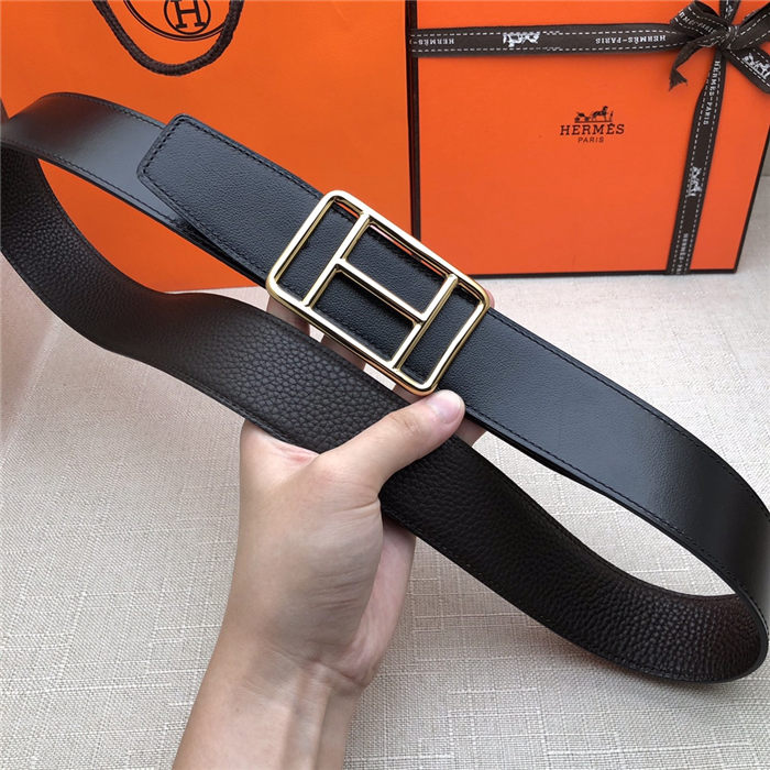 Hermes Cape Town belt buckle & Reversible leather strap 38 mm Togo Coffee High