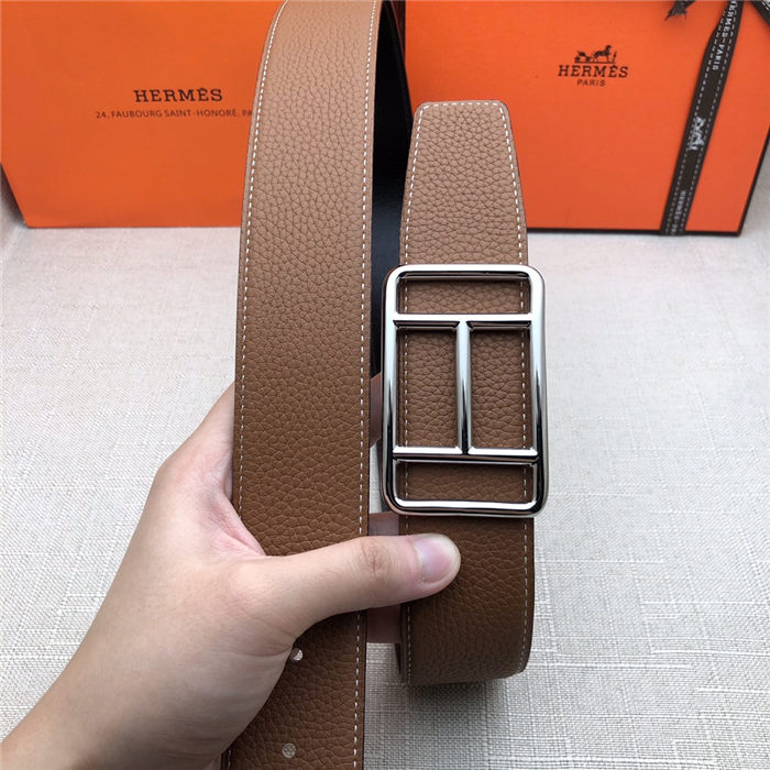 Hermes Cape Town belt buckle & Reversible leather strap 38 mm Togo Camel High