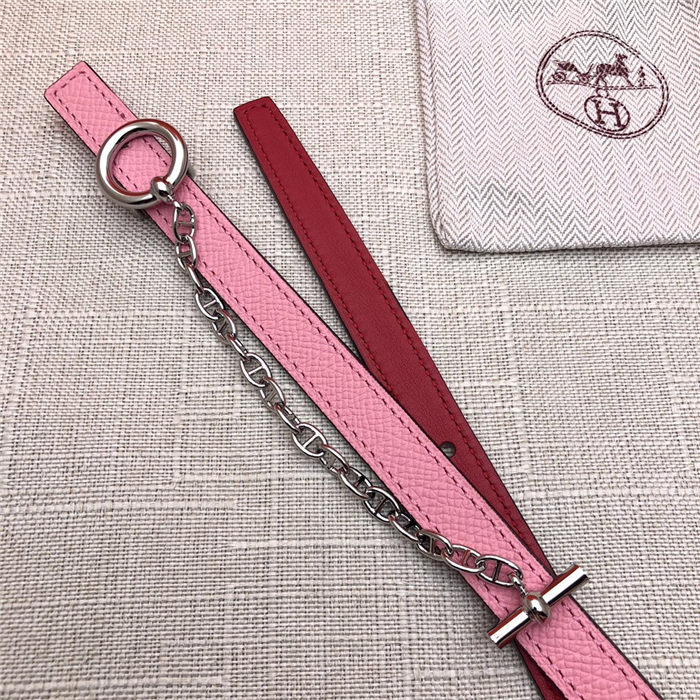 Hermes Chain belt buckle & Reversible leather strap 13 mm Epsom Pink/Red High