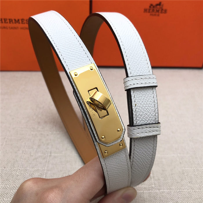 Hermes Kelly 18 belt Epsom White High