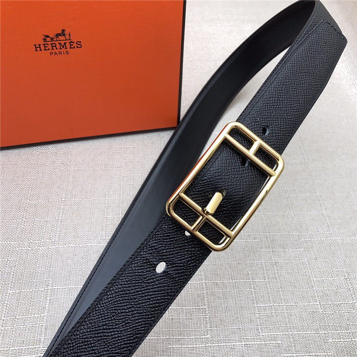 Hermes Cape Code 32 reversible belt Epsom Black High