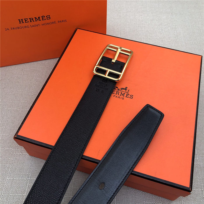 Hermes Cape Code 32 reversible belt Epsom Black High