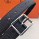 Hermes Code 32 reversible belt Epsom Black with Silver Buckle High