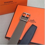 Hermes Code 32 reversible belt Epsom Grey with Silver Buckle High