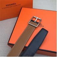 Hermes Code 32 reversible belt Epsom Camel with Silver Buckle High