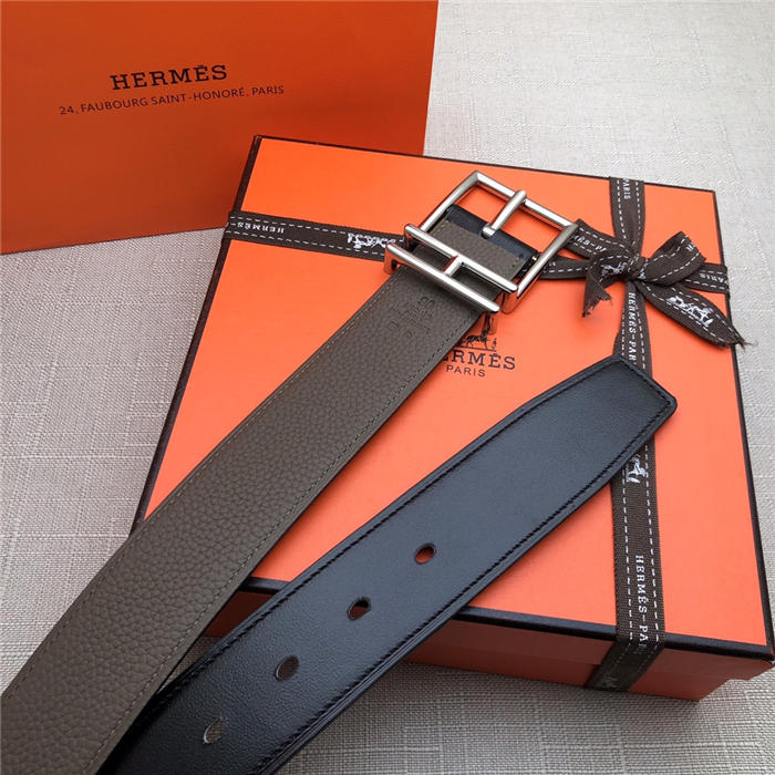 Hermes Nathan 38 reversible belt Togo Grey High