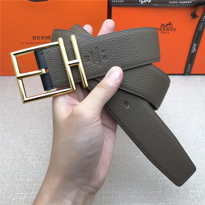 Hermes Nathan 38 reversible belt Togo Grey High