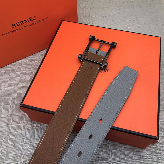 Hermes Reversible belt 32 mm Togo Camel/Grey High