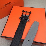 Hermes Reversible belt 32 mm Togo Black/Grey High