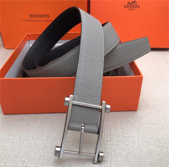 Hermes Reversible belt 32 mm Togo Black/Grey High