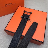 Hermes Reversible belt 32 mm Togo Black/Coffee High