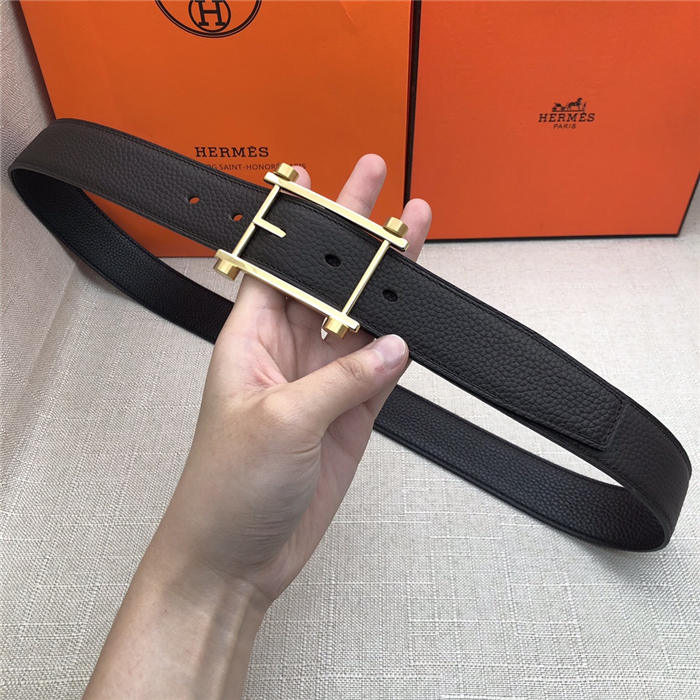 Hermes Reversible belt 32 mm Togo Black/Coffee High