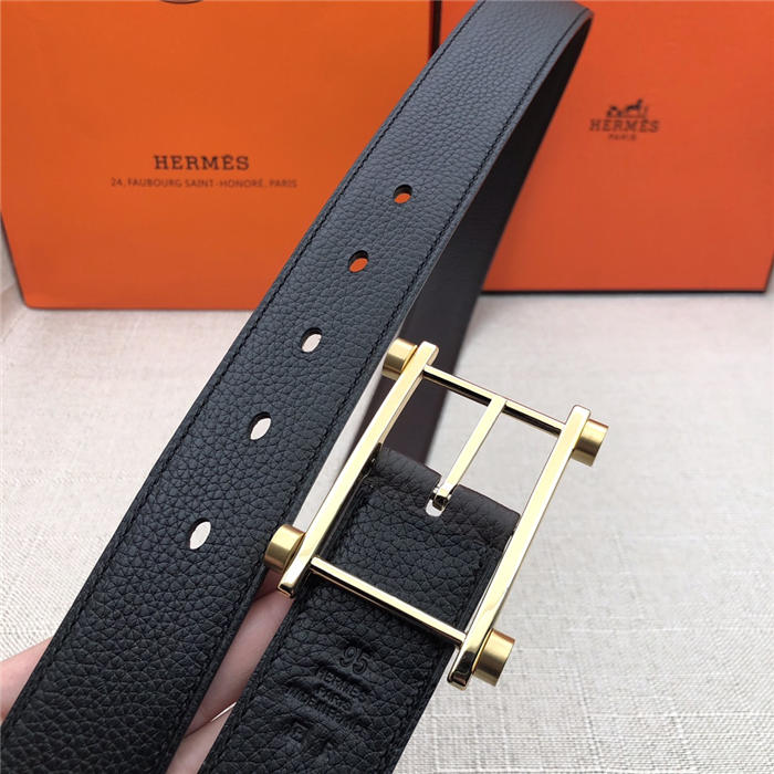 Hermes Reversible belt 32 mm Togo Black/Coffee High