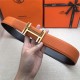 Hermes H au Carre belt buckle & Reversible leather strap 32/38 mm Togo Orange High