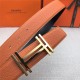 Hermes H au Carre belt buckle & Reversible leather strap 32/38 mm Togo Orange High