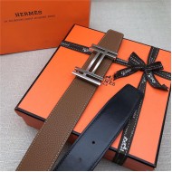 Hermes H au Carre belt buckle & Reversible leather strap 32/38 mm Togo Camel High