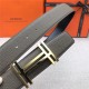 Hermes H au Carre belt buckle & Reversible leather strap 32/38 mm Togo Grey High