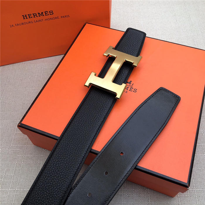 Hermes H belt buckle & reversible strap 32/38 mm Togo Black High