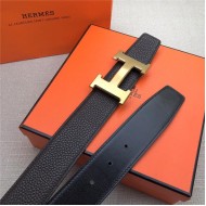 Hermes H belt buckle & reversible strap 32/38 mm Togo Coffee High