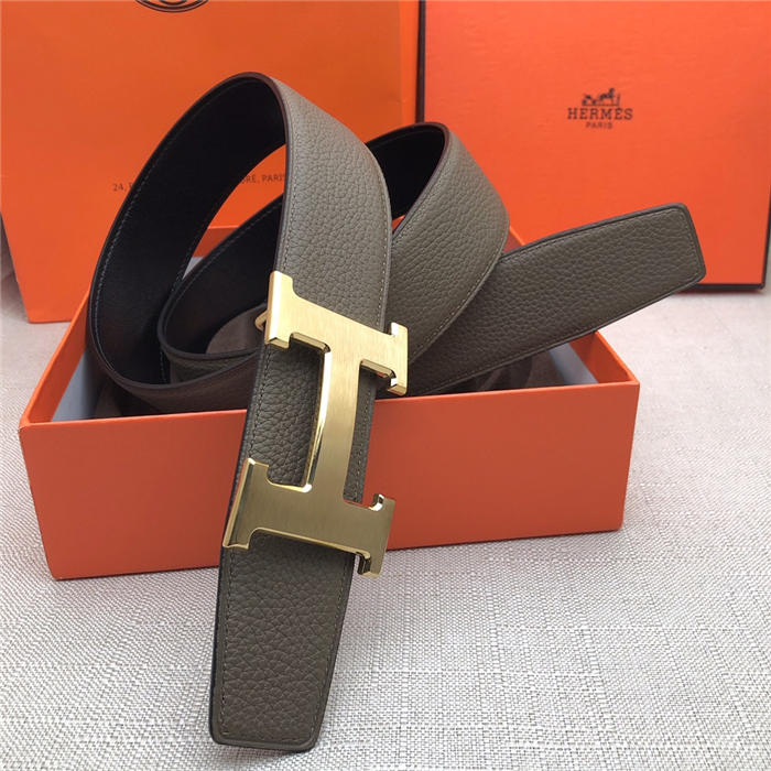 Hermes H belt buckle & reversible strap 32/38 mm Togo Grey High