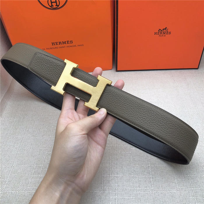 Hermes H belt buckle & reversible strap 32/38 mm Togo Grey High