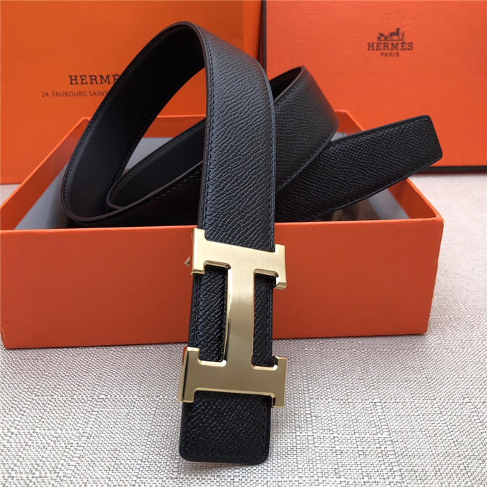 Hermes H belt buckle & reversible strap 32 mm Epsom Black High