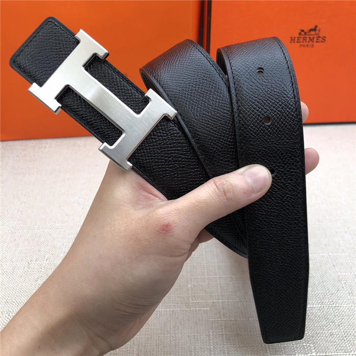 Hermes H belt buckle & reversible strap 32 mm Epsom Black High