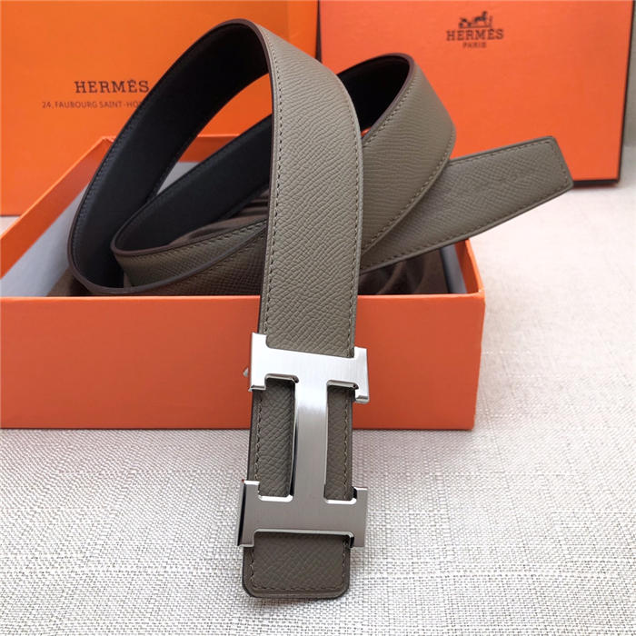 Hermes H belt buckle & reversible strap 32 mm Epsom Grey High