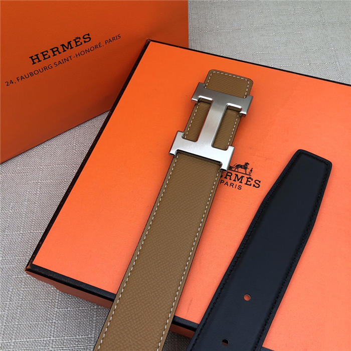 Hermes H belt buckle & reversible strap 32 mm Epsom Camel High