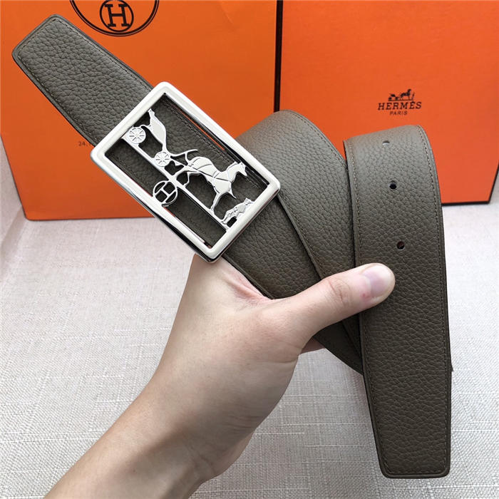 Hermes Carriage reversible Belt 32/38 mm Togo Grey High