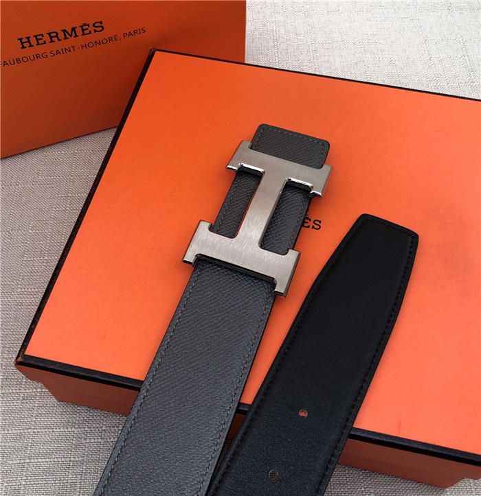 Hermes H belt buckle & reversible strap 38 mm Epsom Dark Grey High