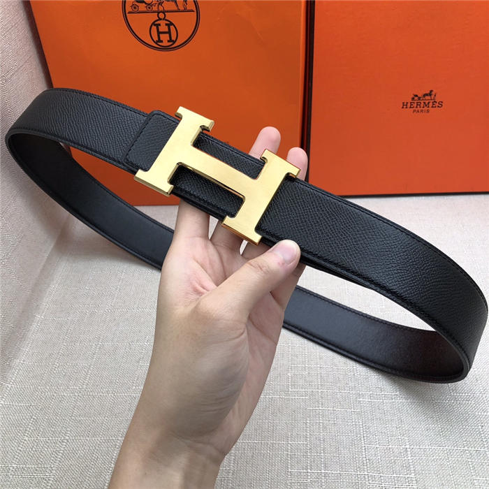 Hermes H belt buckle & reversible strap 38 mm Epsom Black High