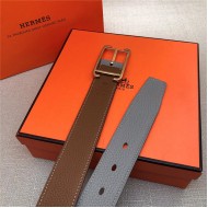 Hermes Society 32 reversible belt Togo Camel/Grey High