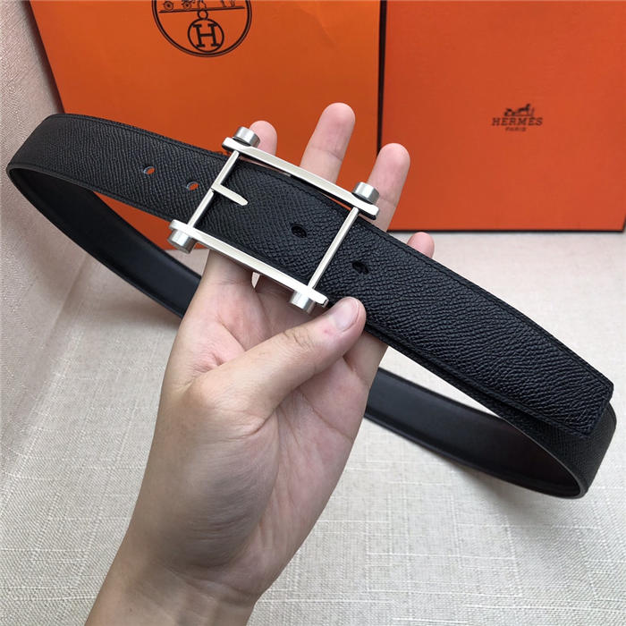 Hermes Reversible belt 32 mm Epsom Black High