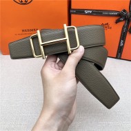 Hermes Royal belt buckle & Reversible leather strap 32 mm Togo Grey High