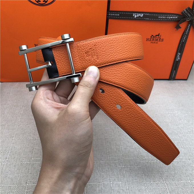 Hermes Reversible belt 32 mm Togo Orange High