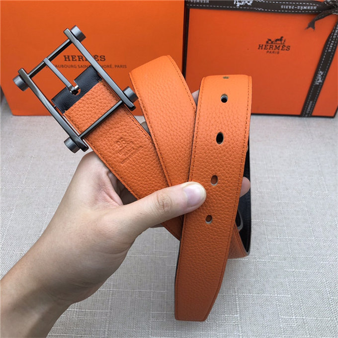 Hermes Reversible belt 32 mm Togo Orange High