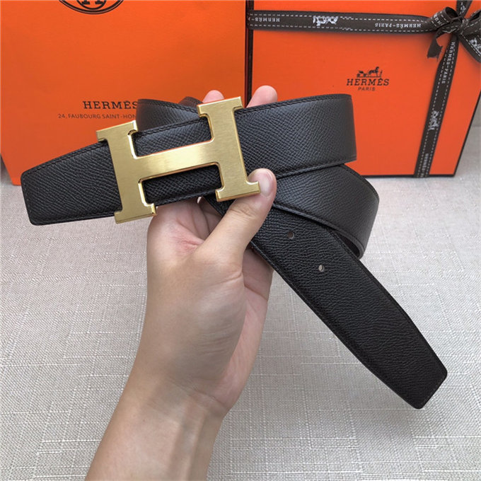 Hermes H belt buckle & reversible strap 32/38 mm Epsom Coffee/Black High